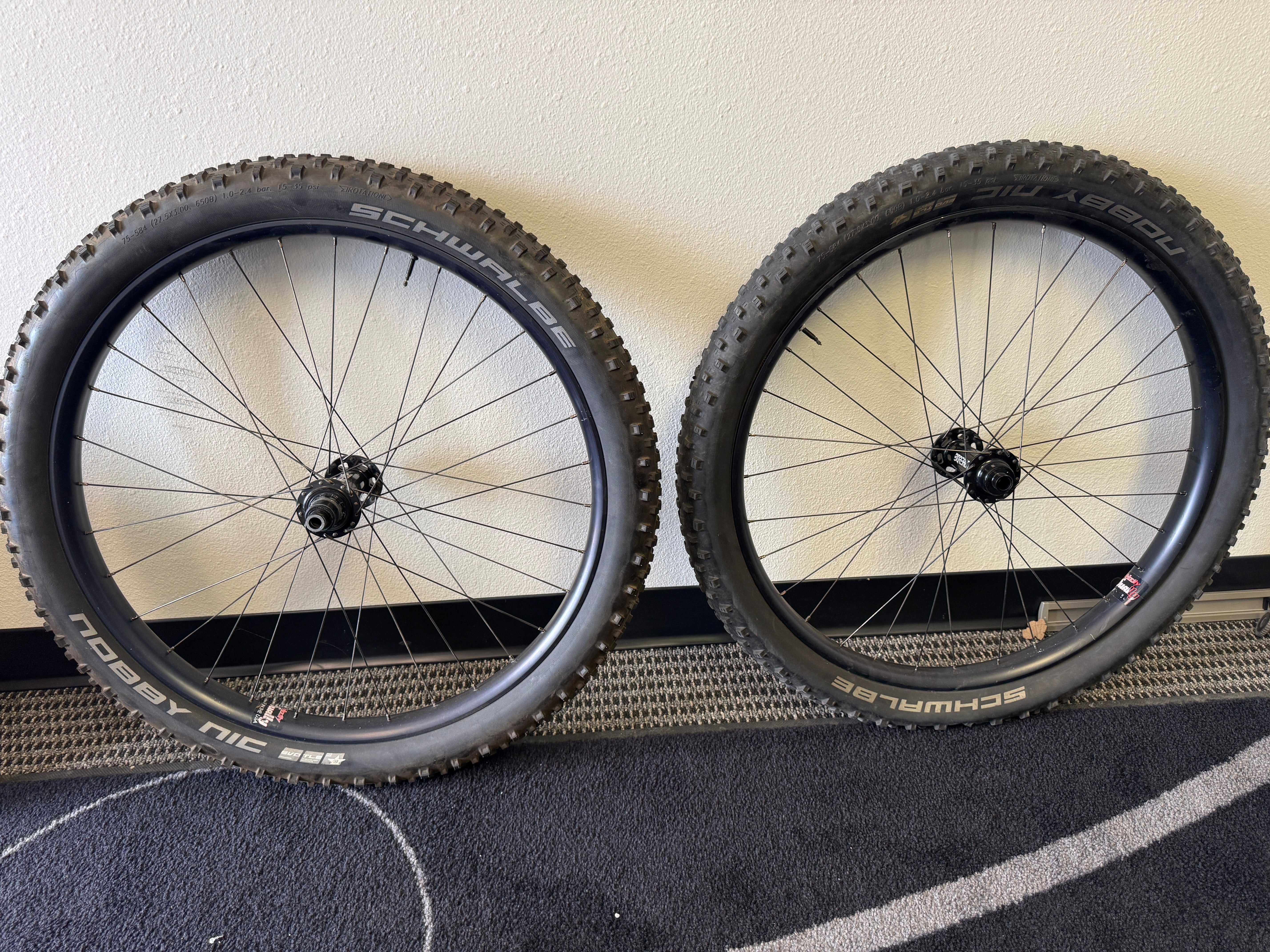 Used Velocity Dually Wheelset 27.5x45 / Borealis 3rd Gen Hubs 150-197XD / Schwalbe Nobby Nic 3.0" Tires